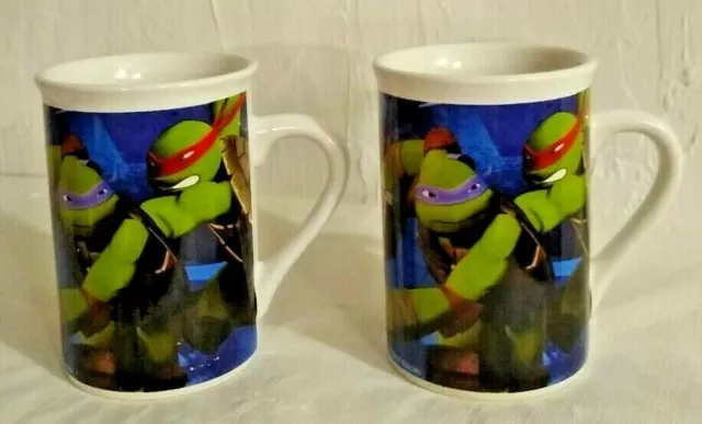 2014 Viacom Teenage Mutant Ninja Turtles Ceramic Coffee Tea Cup Mug Set of 2