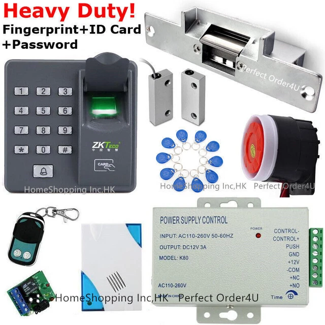 FINGERPRINT+RFID CARD DOOR Access Control System+Strike Lock+Door