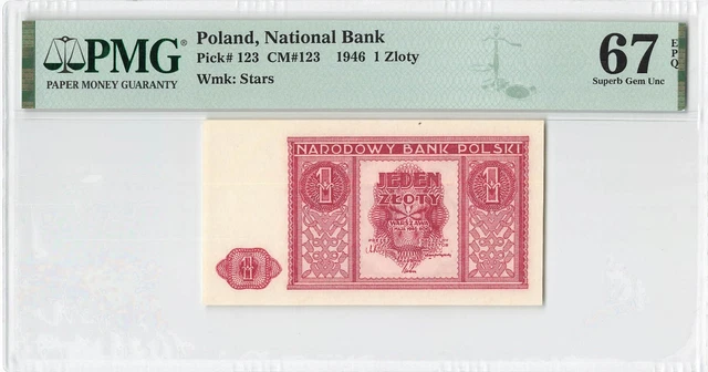 Poland 1 Zloty 1946 P-123 PMG 67 EPQ