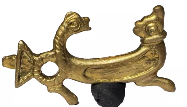 Ancient Gold Electrum Zoomorphic Animal Fibula Brooch.low Carat.4,5 Gr 37 Mm
