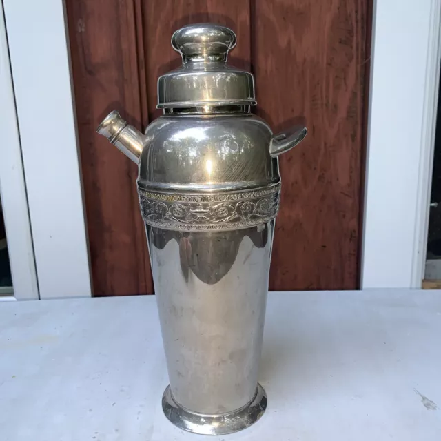 1920's Antique Apollo EPNS Bernard Rices Sons Silver Plated Cocktail Shaker