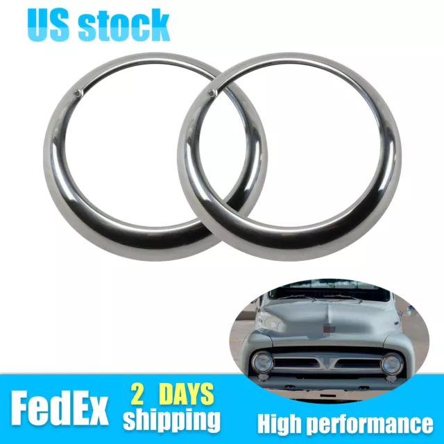 2 PCS Left & Right Headlight Trim Ring Bezels For 1948-1955 Ford Pickup Truck