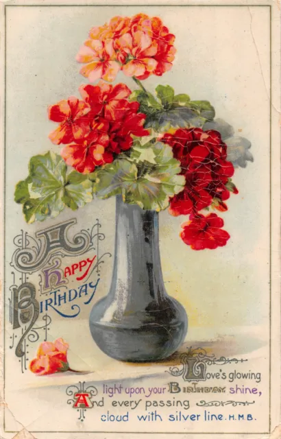 R300094 A Happy Birthday. Flowers in vase. Wildt and Kray. Series 2336. 1912