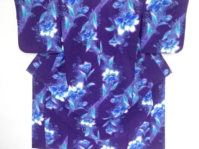40486# Japanese Kimono / Antique Yukata / Flowers