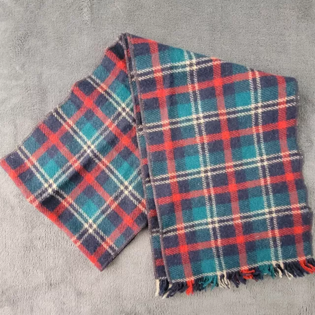 Woolrich Wool Blend Scarf Navy Red Teal Plaid 56" x 9.5"