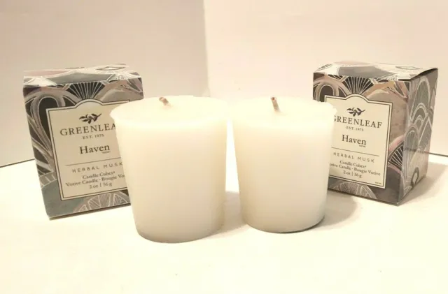 Greenleaf Haven Herbal Musk scented Votives lot 2 candle cube New