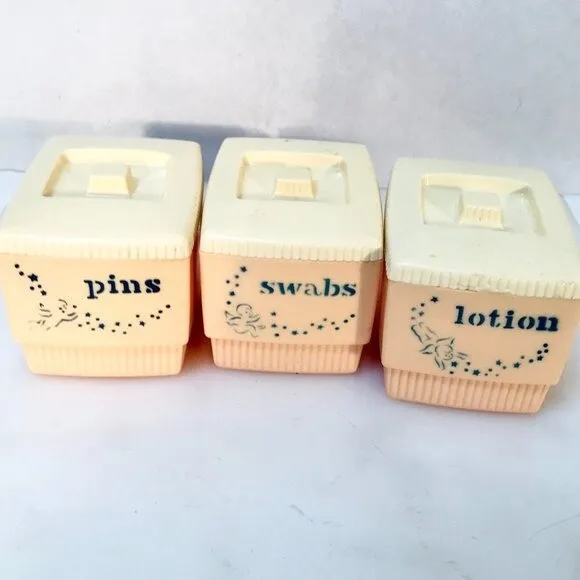 Clarolyte Vintage Bathroom Decor 1960 Lotion Swabs Containers VTG Shabby Chic