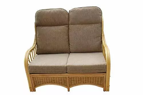 Sorrento Cane Conservatory Furniture -2 Seater Sofa - Coffee Design Fabric