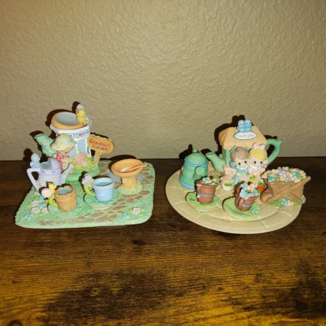 PRECIOUS MOMENTS By Enesco Friendship Mini Tea set Flower Shop Grandma's Garden