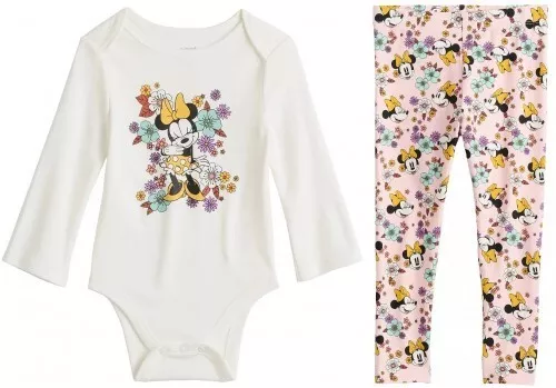 NEW 2pc DISNEY Jumping Beans MINNIE MOUSE Bodysuit & Leggings OUTFIT 12 mo NWT