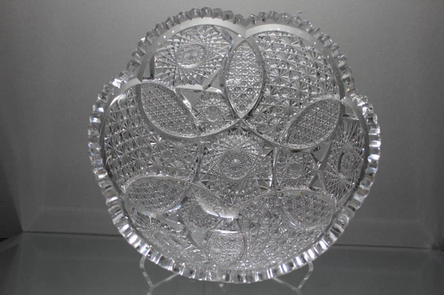 Antique American Brilliant Period ABP Cut Glass 10" Deep Bowl