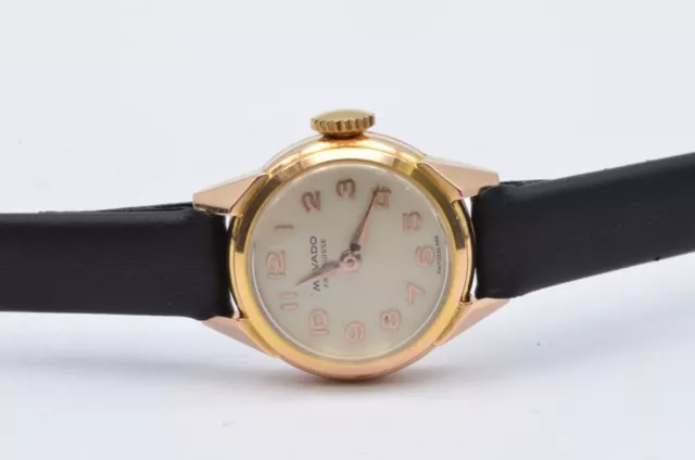 Movado Carica Manuale Orologio Donna 25MM 18K 750 Massiccio Oro Vintage Raro