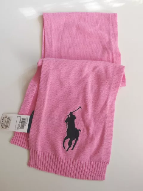 NWT Ralph Lauren Kids Girls Big Pony Wool Blended Scarves Pink 2T-4T