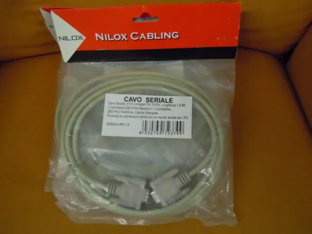 CAVO PROLUNGA SERIALE 1,8m DB9 RS232 PIN-TO-PIN 9 POLI MODEM MASCHIO/FEMMINA M/F