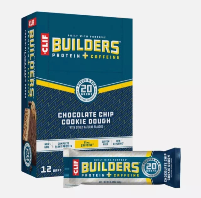 Clif Builders Protein Bar Chocolate Chip Cookie Dough. 2.4 oz per bar (6 Count)