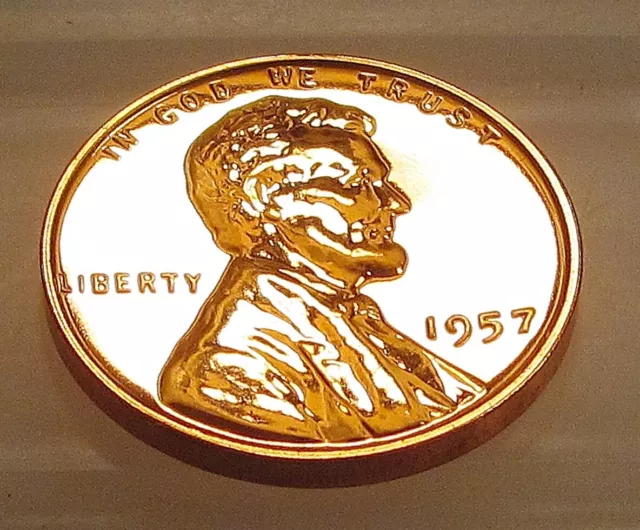 1957 Gem Proof  Wheat Cent " Blazing  Original Red Coin " #531 ~ 3