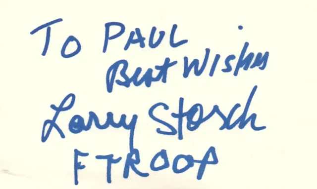 Larry Storch Actor Comedian F-Troop Movie Autographed Signed Index Card JSA COA