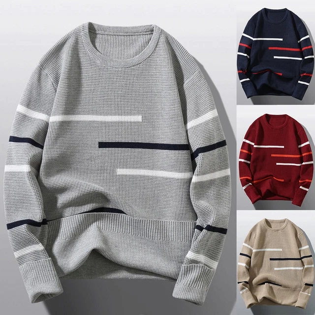 Maglione pullover uomo elegante e caldo lavorato a maglia collo a maniche lunghe