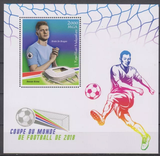 Briefmarken Fussball-WM 2018 - De Bruyne - MADAGASKAR - Block postfrisch