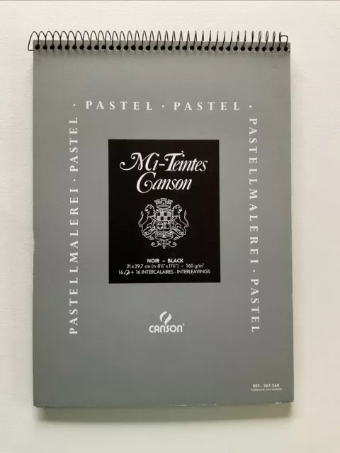 Canson Mi-Teintes Pastel Drawing Pad Black A4 **16 Sheet** 160gsm. Aust seller