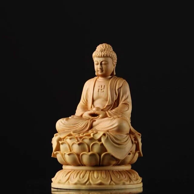 Hand-carved 100% natural boxwood buddha statue of Sakyamuni Buddha nb