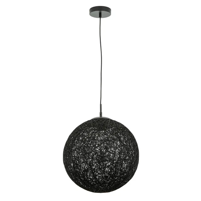 Pendelleuchte Kugel Schwarz 40 cm rund E27 Hängelampe Esstisch Wohnzimmer