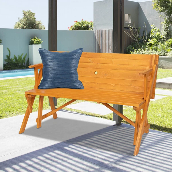 Solid Wood Load-Bearing 150kg Dual-Purpose Conjoined Table And Chair Yellow