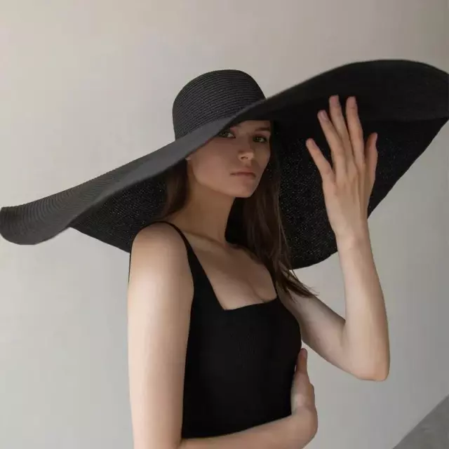 25cm Wide Brim Oversized Beach Hats for Women Large Straw Hat Uv Protection Fold