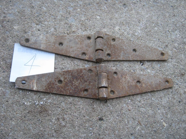 Vintage 12" long Original Antique Vintage Rustic Rusty Used  Pair Door Hinges