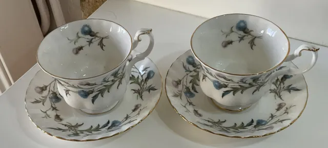 2 Tasses À Thé Avec Soucoupes brigadoon Royal Albert Porcelaine anglaise tea