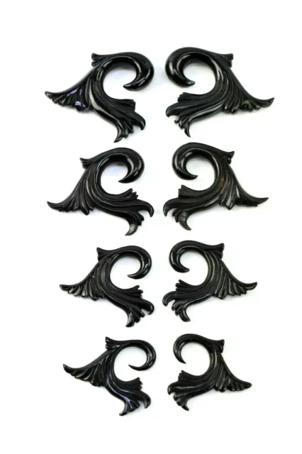 PAIR Carved Horn Hook Tapers Hangers Plugs Talon Gauges Body Jewelry 6, 4, 0, 00