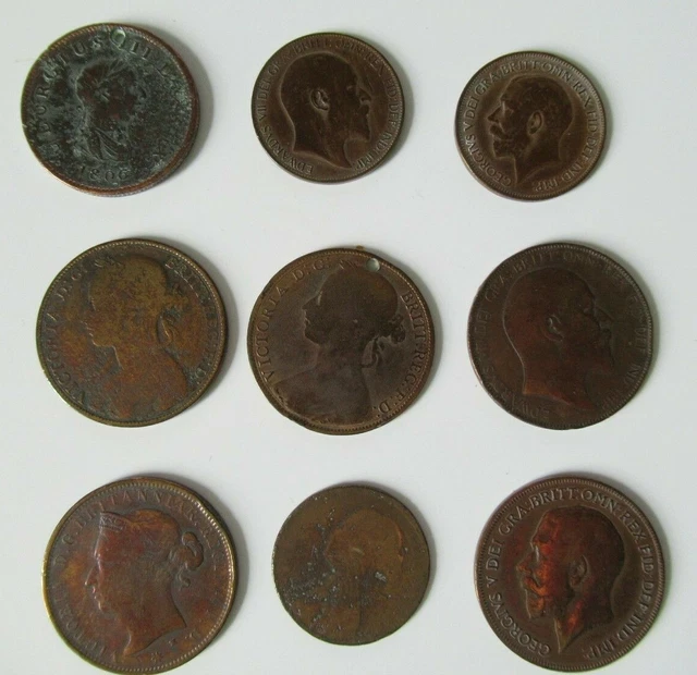 Lot Piece Rare Britannia Britanique 1806 Jersey 1877 Half Penny Angleterre