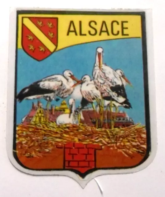 Souvenir-Aufkleber Alsace Storchennest Elsass Vogesen Grand Est Frankreich 80er