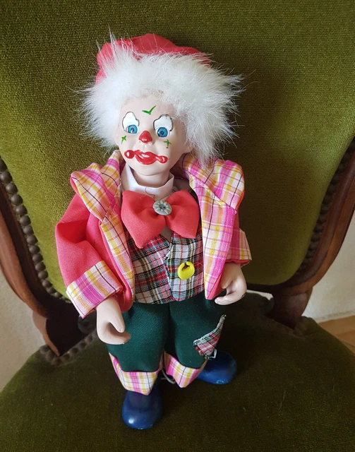 Rare Automate Clown Jouet Mécanique Saxy Walker, Avec Sa Boîte D'origine