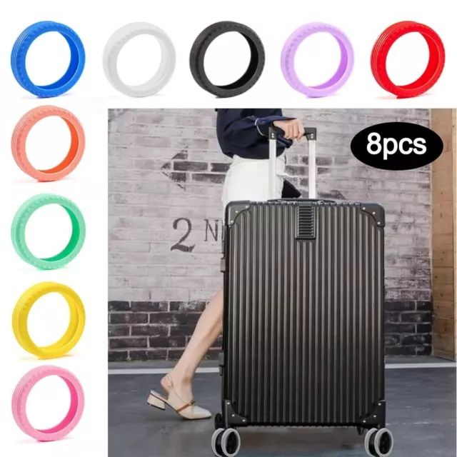 8PCS/Set with Silent Sound Suitcase Wheels Protection Cover  Luggage