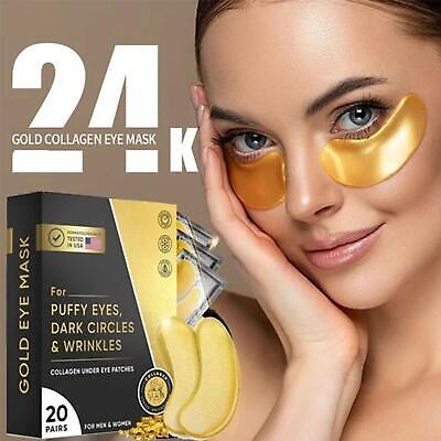 Máscara de ojos de oro 24K para ojos hinchados | colágeno | almohadillas antienvejecimiento 20 pares J2