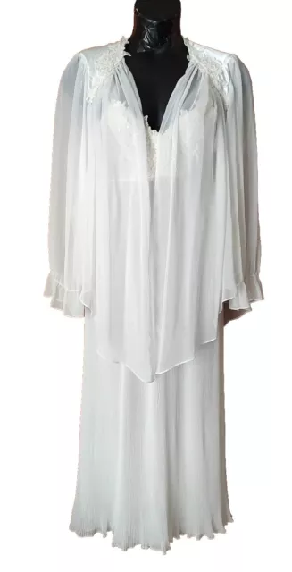 VTG CHIFFON & Lace Long Flowy Bridal Nightgown Peignoir Robe Set ...