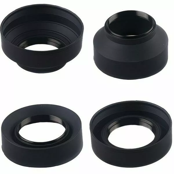 3-Stage 49 52 55 58 62 67 72 77 82mm 3 in1 Collapsible Rubber Foldable Lens Hood 2