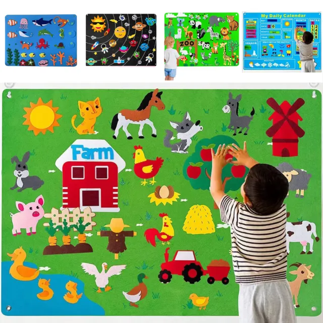 3.5Ft Children's Early Teaching Felt Board Toy Farm Animals Felt-Board Story Set