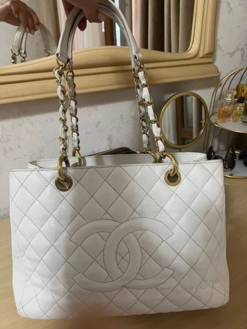 CHANEL QUILTED CC SHW GST Grand Shopping Tote Bag Caviar Leather