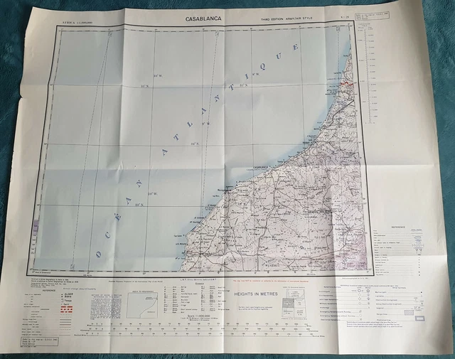 Map 1939/1951 WW2 Military War Office - CASABLANCA MOROCCO N Africa - Army Air