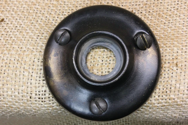 Old Door Knob Escutcheon Back Plate Tarnished Patina Solid Brass 2” Vintage