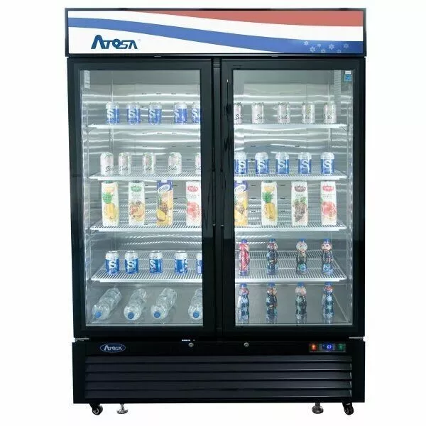 Atosa MCF8721ES 54" Two Section Two Glass Door Freezer Merchandiser, 43.8 cu. ft