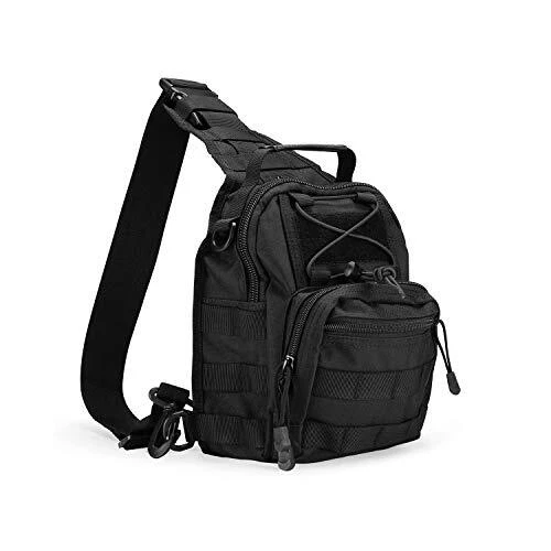Tactical Sling Bag, Military Rover Shoulder Sling Pack, Outdoor Range Black