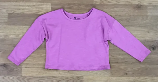 T-shirt TU a maniche lunghe crop bambina 7 anni rosa colorblock collo a vite cotone