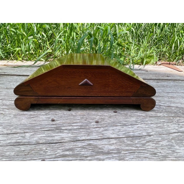 Antique Mahogany Wood Writing Desk Box Dome Slant Shape