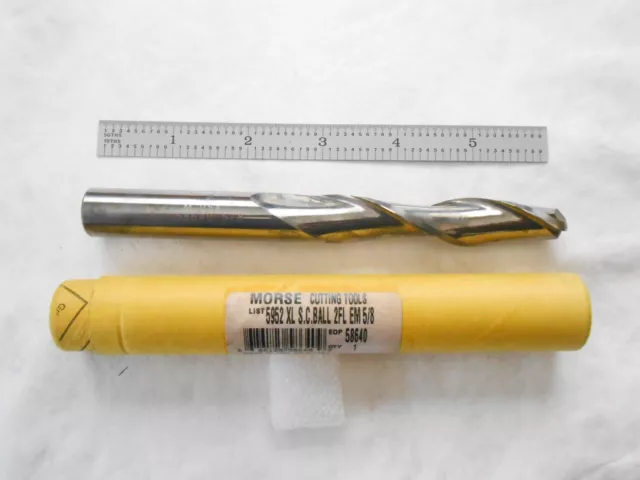 New Morse Usa 5/8" Dia. X 3" Loc X 6" Oal 2 Fl. C.c. Solid Carbide Ball Endmill