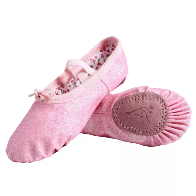 Nexete Leather Ballet Dance Shoes Slippers Split-Sole For Toddle Kids & Girl