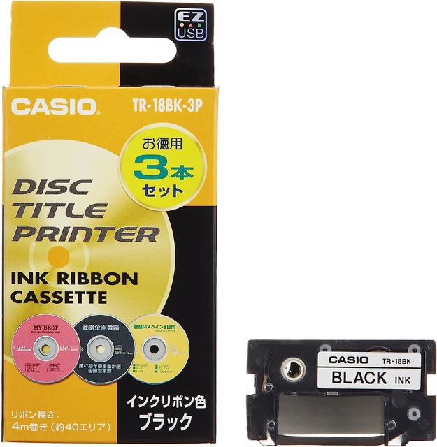 Casio disc Title Printer Ink Ribbon TR-18BK-3P Black 3 Pieces