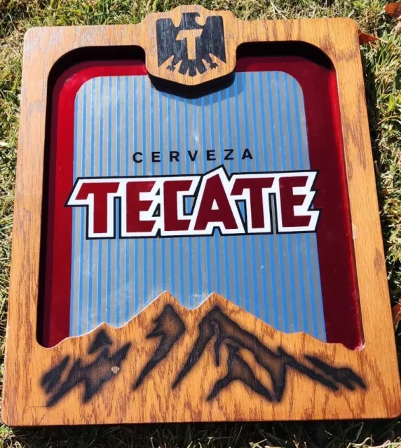 Rare Vintage Tecate Beer Bar Sign Wood Frame 20' x 16'